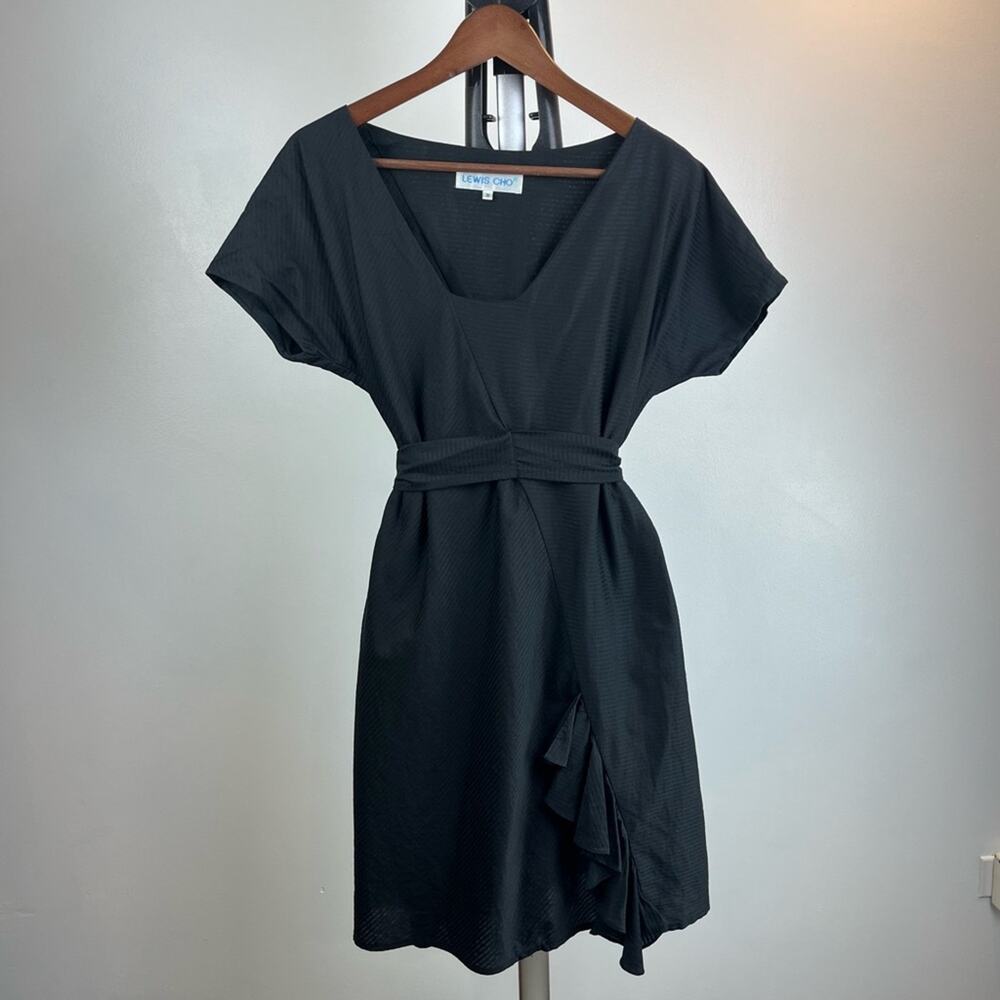 Vintage Lewis Cho Short Sleeve Knee Length Black Dress Size Size 8